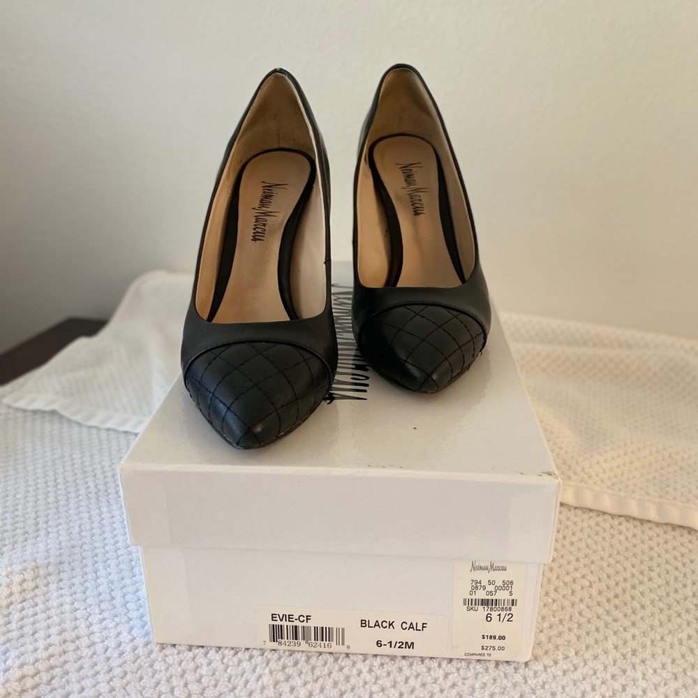 Black  3 1/2” heels size 6.5 with box